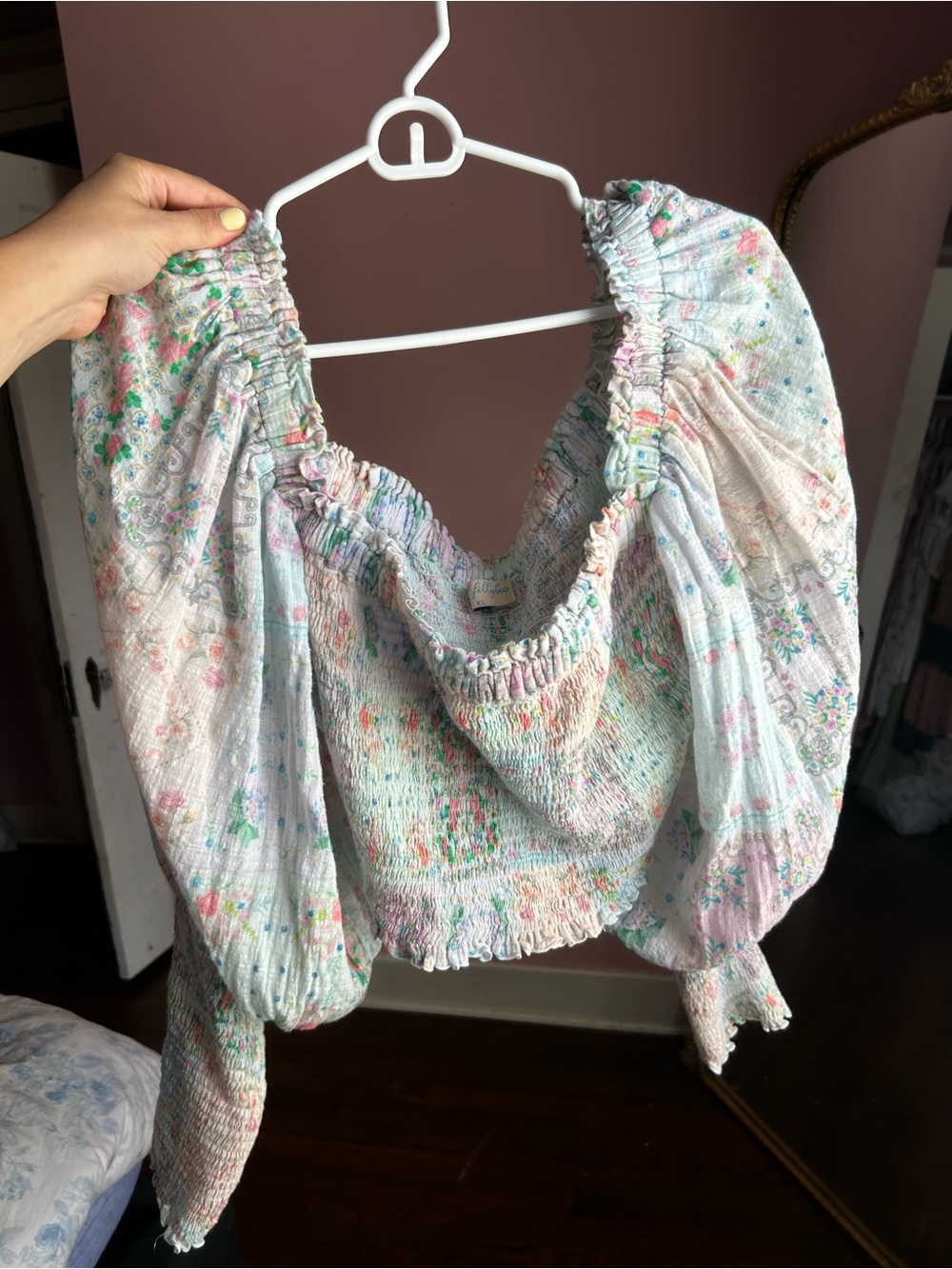 Fillyboo Pastel Floral Smocked Peasant Top
